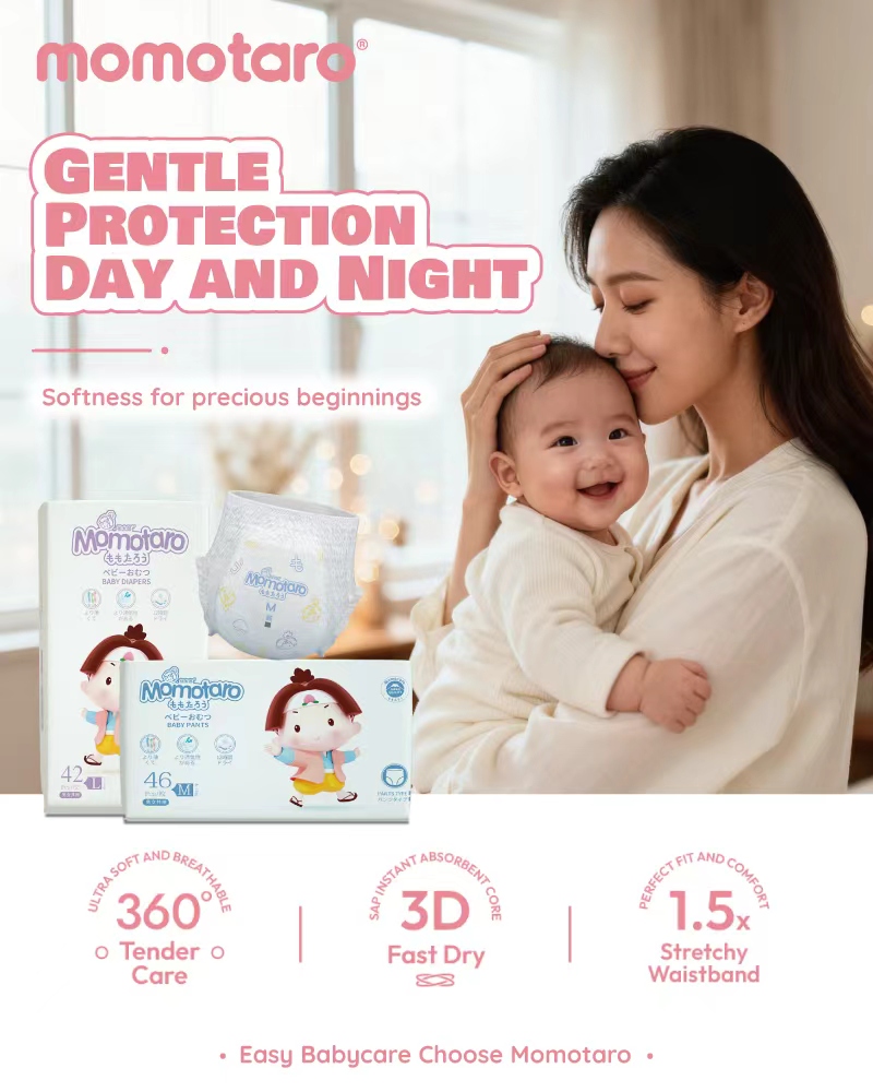 Popok Bayi Momotaro Perlindungan Lembut Siang dan Malam