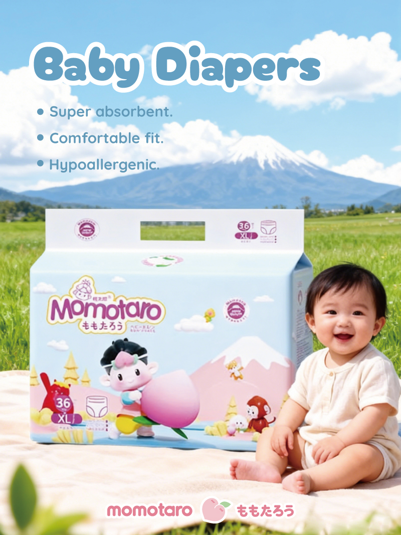 Popok Bayi Momotaro — Lembut, Menyerap & Lembut untuk Setiap Bayi