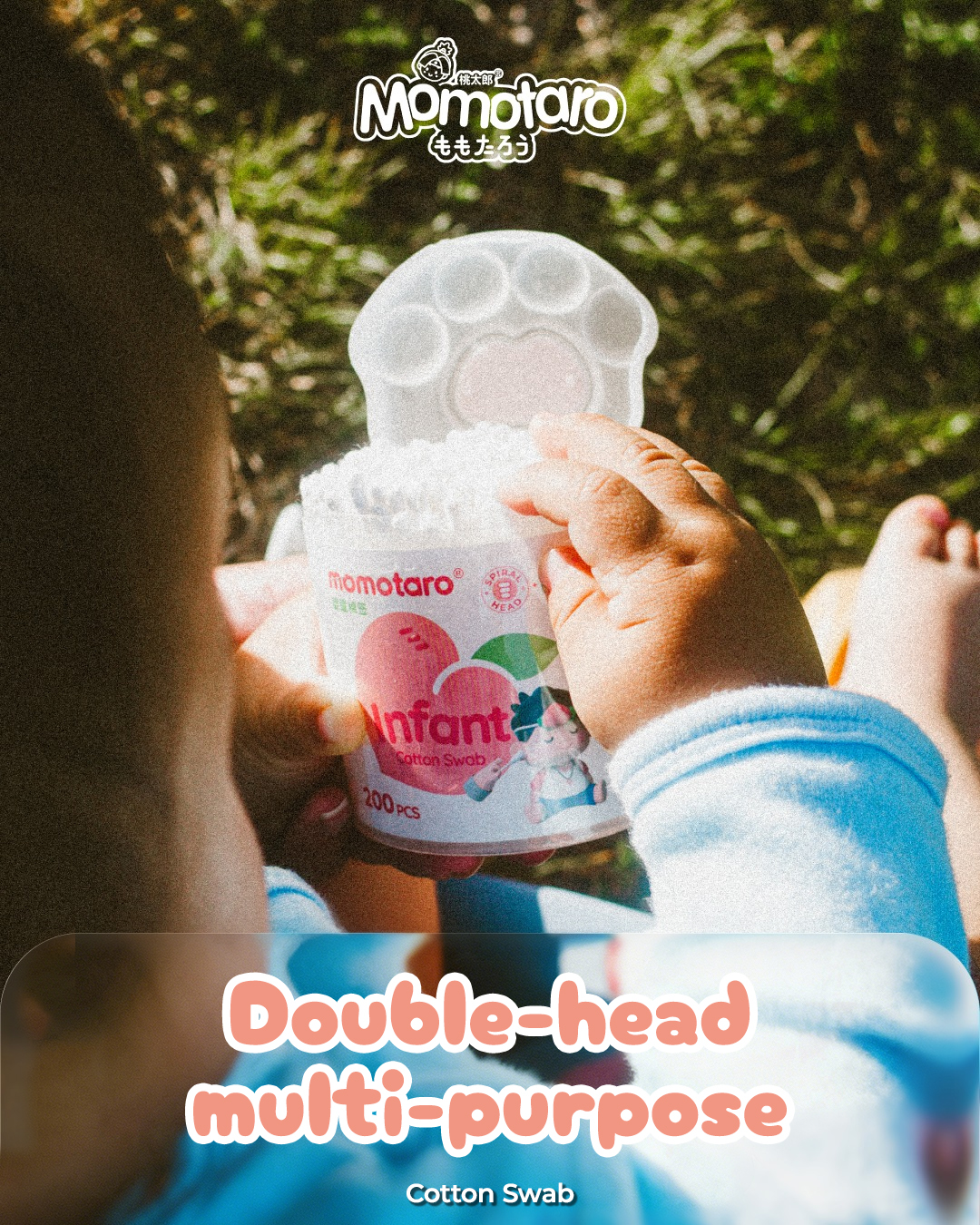 Momotaro Double-Head Multi-Purpose Cotton Swab – Perawatan Lembut untuk Setiap Momen Bayi